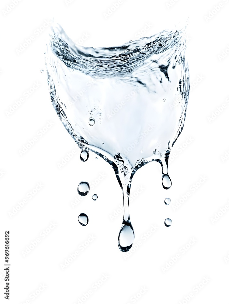 Poster captivating splash of crystal clear water droplets in fluid motion creating a dynamic and ethereal d