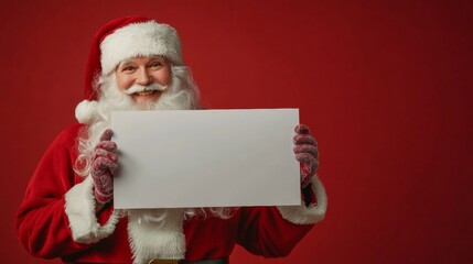 Naklejka premium Santa Claus Holding Blank Sign.
