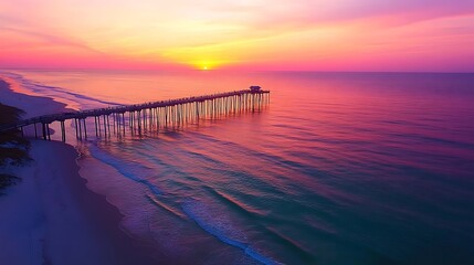 Obraz premium Sunrise Over the Pier on the Coast