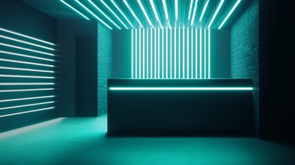 Fototapeta premium How can this image be the basis for a futuristic DJ booth design, where visuals and music are combined into a fully immersive experience