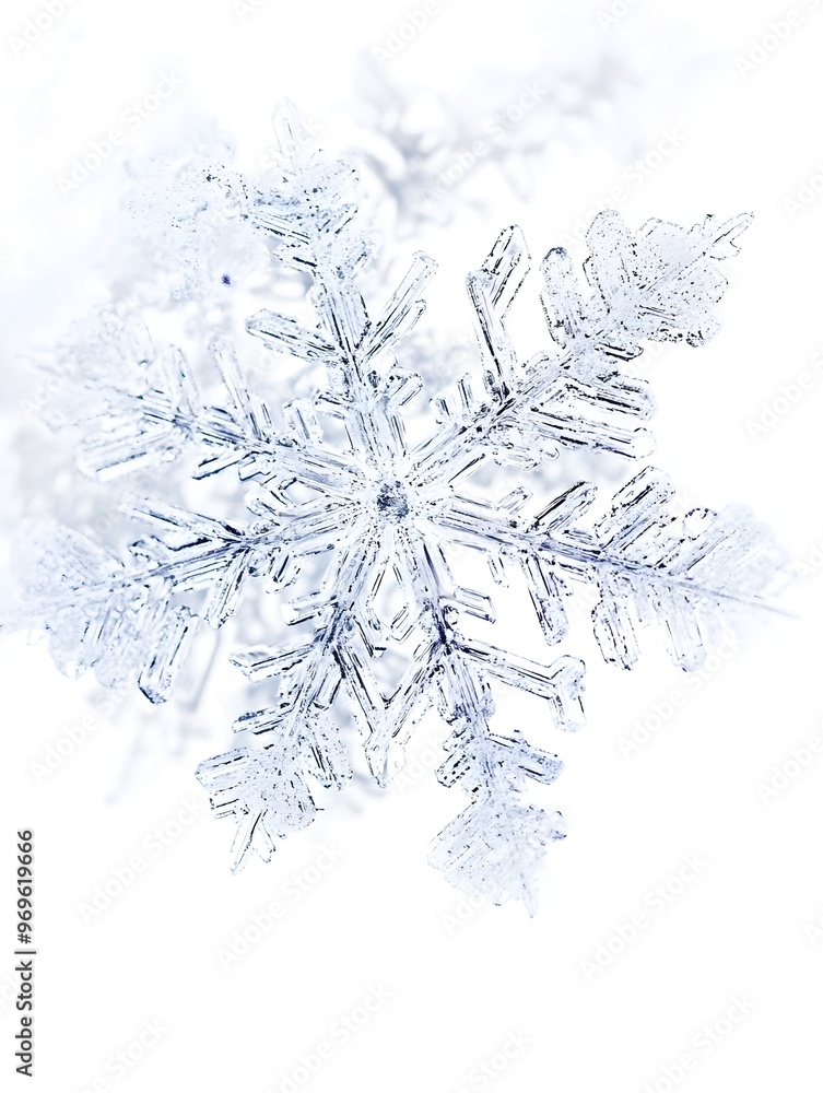 Poster closeup of a delicate exquisite snowflake crystal displaying intricate icy patterns geometric design
