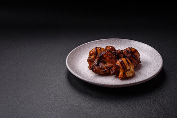 Grilled chicken or turkey shish kebab with salt, spices and herbs