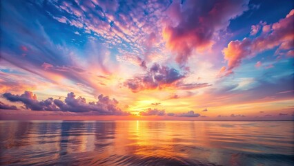 Obraz premium Dreamy pastel colored sky during a beautiful sunrise , pastel, sky, sunrise, dreamy, colorful, clouds, nature, serene, tranquil