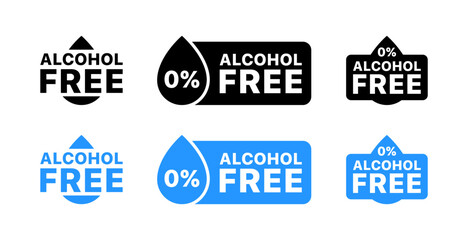 Alcohol free set icons. Flat and silhouette style. Vector icons.