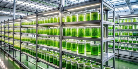 Algae farm in a high tech lab producing bio fuel as a sustainable energy source , algae, farm, high tech, lab, bio fuel