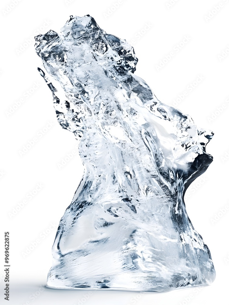 Poster closeup view of an intricately formed frozen crystal block with geometric patterns high clarity and 