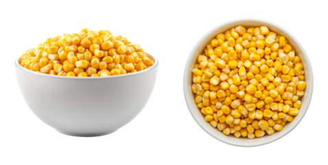 Bowl of Sweet Corn Kernel Png Isolated On White Or Transparent Background hd