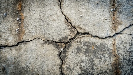 Obraz premium Cracked concrete surface with intricate patterns and textures, concrete, cracks, weathered, rough, texture, abstract, urban