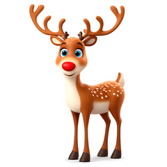 Fototapeta premium Reindeer Posed Elegantly on a Clean White Background