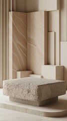 stone podium on geometric abstract background