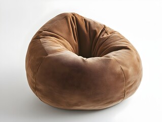 Cozy and Comfortable Bean Bag Chair with Soft Plush Surface Isolated on a Simple White Background for Relaxation and Domestic Decor