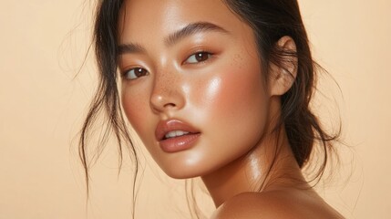 Beautiful Woman with Glowy Skin.