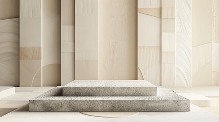 Beige stone podium on interior