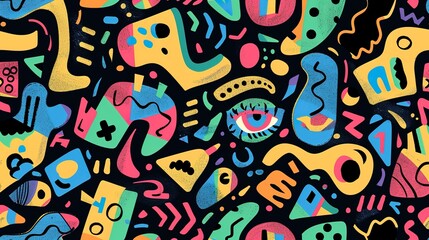Funky shape pattern wallpaper
