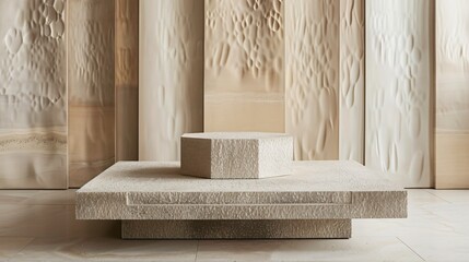 Beige stone podium on interior