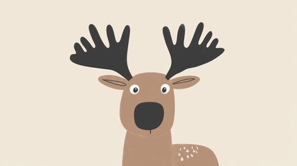 Cute Cartoon Moose Illustration.