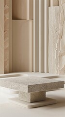 Beige stone podium on interior