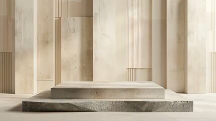 Fototapeta premium stone display podium on geometric interior