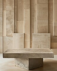 stone display podium on geometric interior