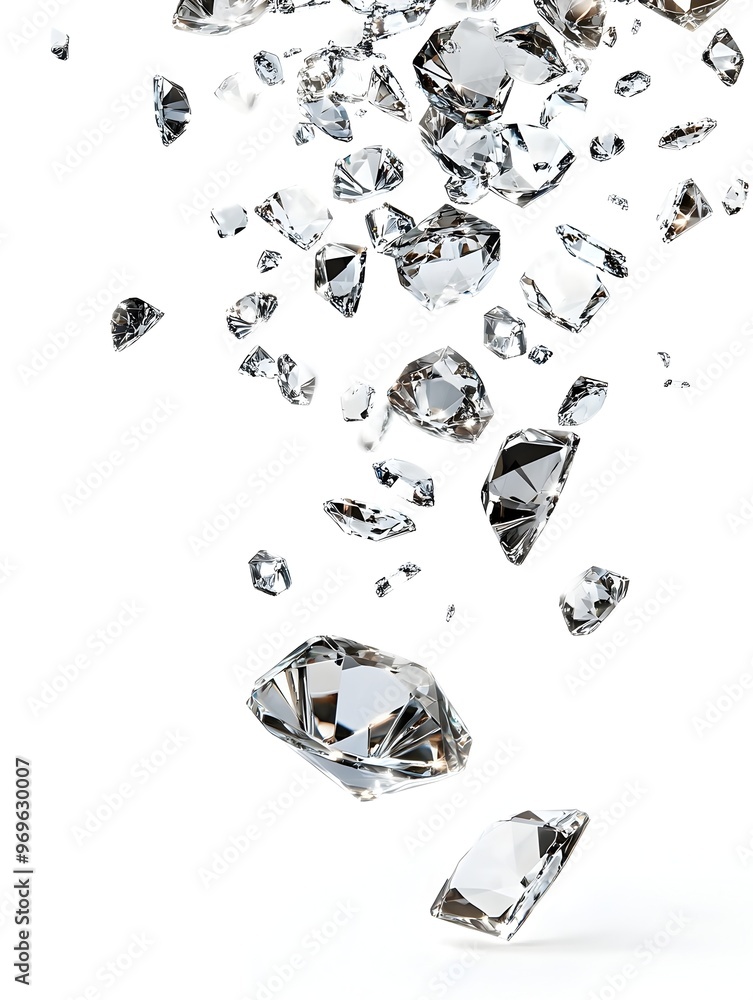 Poster dazzling array of diamond crystals with intricate faceting and radiant reflections creating a mesmer