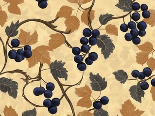 Naklejka premium Abstract vine designs in a seamless pattern, Vine graphics, organic wallpaper