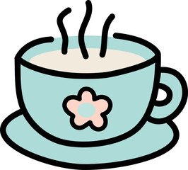 Colorful cup icon element of stationery hand drawn doodle style isolated on white background.