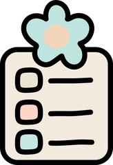 Colorful check list icon element of stationery hand drawn doodle style isolated on white background.