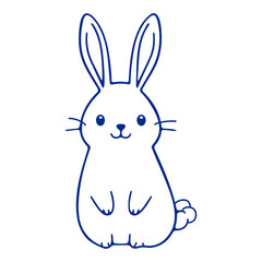 A cute blue outline of a rabbit with large ears and a simple, minimalist design