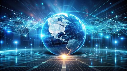 Obraz premium Futuristic technology concept, featuring innovative trends and advancements in digital world, emerging