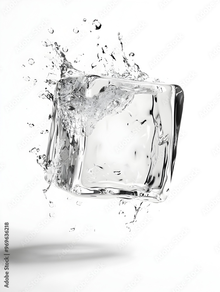 Poster dramatic splash of transparent liquid frozen in midair creating a striking composition with its dyna