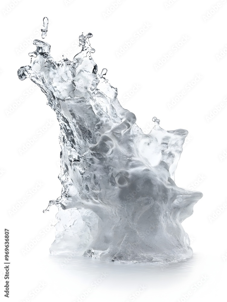 Poster dynamic water splash with liquid flow and energy creating a powerful refreshing and transparent abst