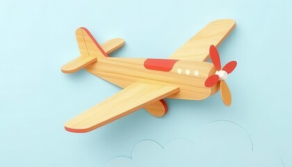 Paper Cut Craft Illustration of Wooden Toy Airplanes with Playful Designs