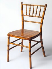 Elegant and Eco Friendly Natural Finish Bamboo Chair Isolated on White Background Minimalist Contemporary Home Decor Design Concept