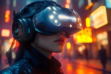 Immersive VR gaming experience , futuristic headsets