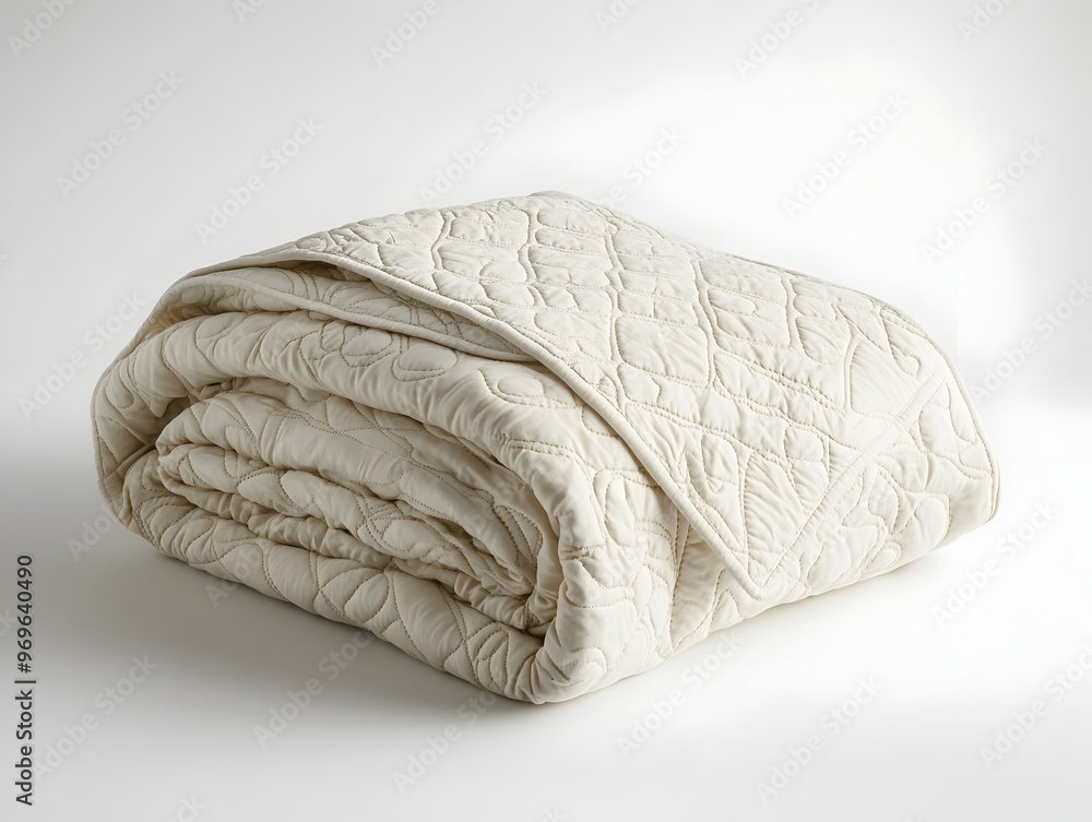 Poster elegant and minimalist quilted bedspread with a simple yet beautiful patterned design photographed a
