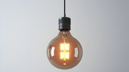 Obraz premium Elegant and Modern Hanging Pendant Light Fixture with Exposed Bulb Isolated on Clean White Background for Home Office or Interior Design