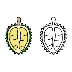 Coloring book for kids durian vector illustration. Eps 10