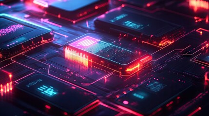 Fototapeta premium The power of 5G wireless technology visualized through glowing digital signals and smart devices in a sleek, minimalist design.