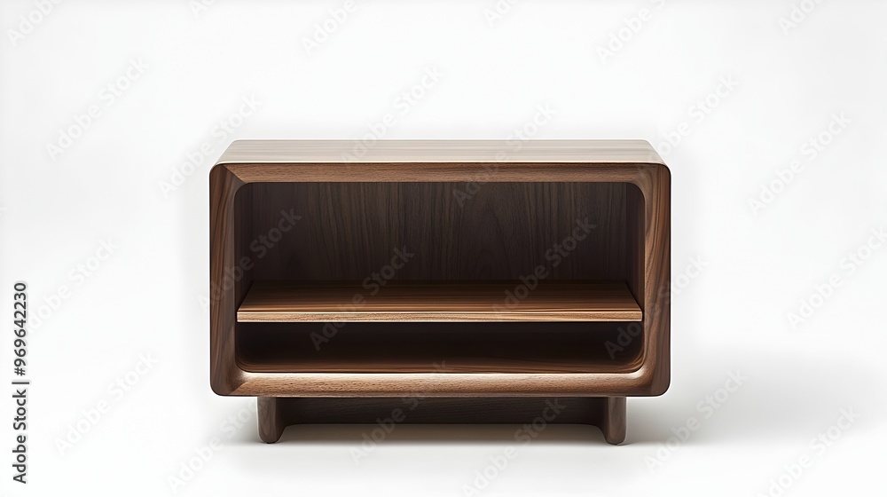 Poster elegant and simple nightstand with an open shelf isolated on a clean white background minimalist des