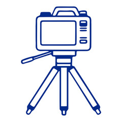 A camera on a tripod, representing a professional photography or videography equipment