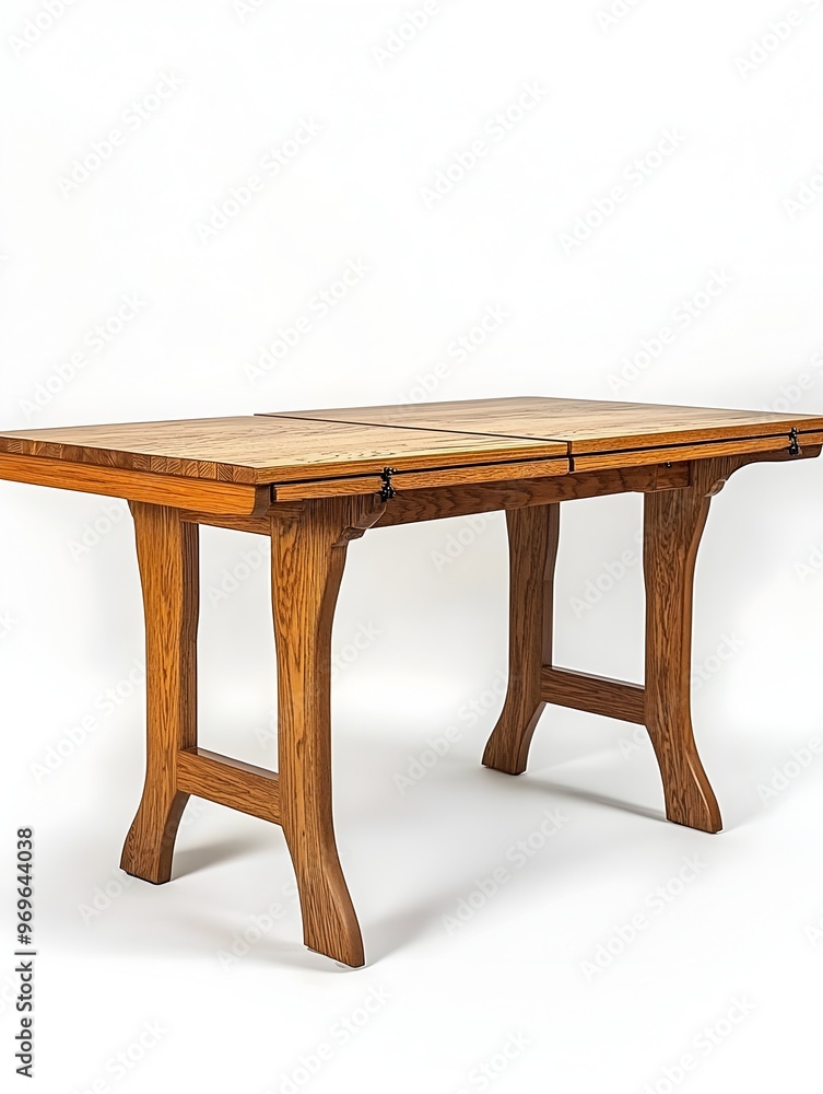 Aufkleber elegant and versatile oak dining table with extendable leaf isolated on clean white background for p