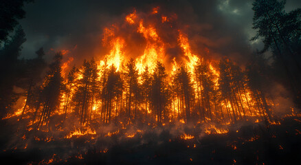 “Forest Fire with Dark Sky”
