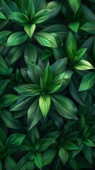 A close-up of vibrant, colorful leaves with dew drops, capturing a mix of orange, green, and blue hues, evoking freshness and life.