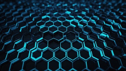 Naklejka premium Abstract blue hexagon pattern with glowing edges.