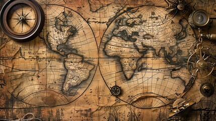 Fototapeta premium Antique map wallpaper