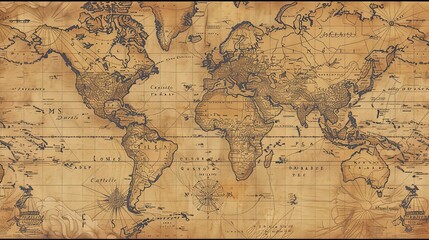Fototapeta premium Antique map wallpaper