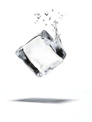 Glowing Ice Cube Splashing in Transparent Liquid with Floating Bubbles   Abstract Conceptual Image Representing Innovation Creativity and Bright Ideas