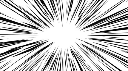 Fototapeta premium Comic book speed lines isolated on white background stripe effect style for manga speed frame, superhero action, explosion background. Motion line effect, pop art