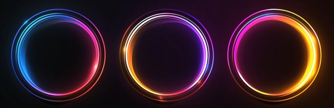 Three colorful circles with a black background. The circles are in different colors and sizes. The image has a vibrant and energetic feel to it - Powered by Adobe