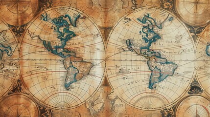 Fototapeta premium Antique map wallpaper